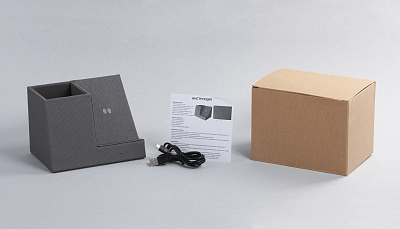 Карандашница "Cool Gray" с беспроводным зарядным устройством, переработанный пластик (RPET), серый