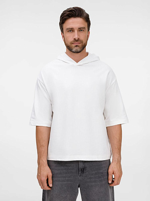 Футболка оверсайз унисекс с капюшоном Neofit, молочно-белая (Белый)