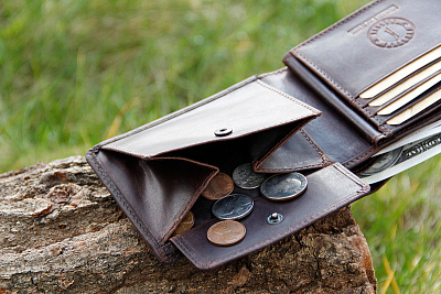 Бумажник KLONDIKE DIGGER «Angus», натуральная кожа в темно-коричневом цвете, 12 х 9 x 2,5 см