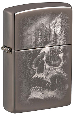 Зажигалка ZIPPO Skull Design с покрытием Black Ice®, латунь/сталь, черная, 38x13x57 мм (Черный)