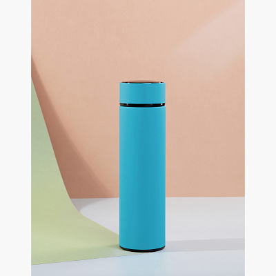 Термос "Бостон" с индикацией температуры, soft touch, 500 мл, бирюзовый