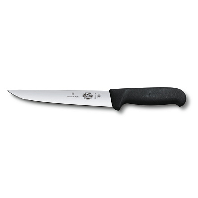 Нож обвалочный / жиловочный VICTORINOX Fibrox с прямым лезвием 18 см, чёрный (Черный)
