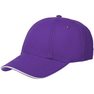Бейсболка Canopy, фиолетовая с белым кантом (Фиолетовый)