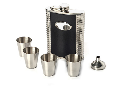 Набор: фляжка, воронка, 4 стаканчика Салерно