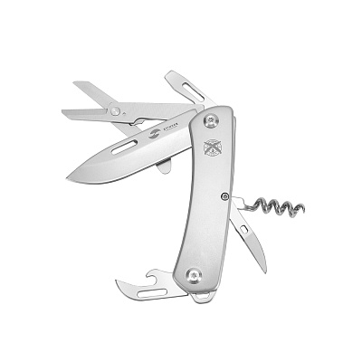 Нож перочинный Stinger, 103 мм, 10 функций, материал рукояти нержавеющая сталь (серебристый) (Серебристый)