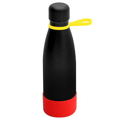 Термобутылка герметичная вакуумная Olivia To Go, чёрный/бежевый (Чёрный/жёлтый/красный)