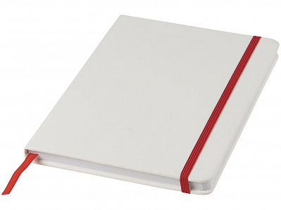 Блокнот А5 Spectrum с белой обложкой и цветной резинкой (Белый/красный)