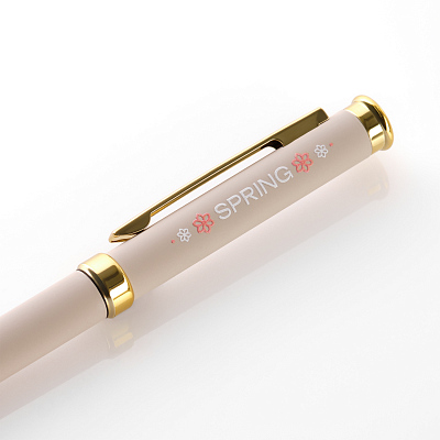 Шариковая ручка Бенуа (Benua), бежевая/позолота