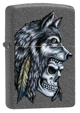 Зажигалка ZIPPO Wolf Skull с покрытием Iron Stone™, латунь/сталь, серая, матовая, 38x13x57 мм (Серый)
