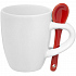 Кофейная кружка Pairy с ложкой, белая с красной - Фото 1