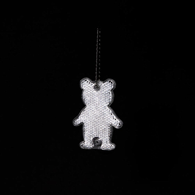 Пешеходный светоотражатель с цепочкой «Мишка», белый