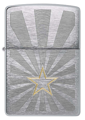 Зажигалка ZIPPO Star Design с покрытием Brushed Chrome, латунь/сталь, серебристая, 36x13x57 мм