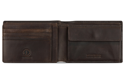 Бумажник KLONDIKE RUSH «Trevor», натуральная кожа в темно-коричневом цвете, 12,5 х 9 х 2 см