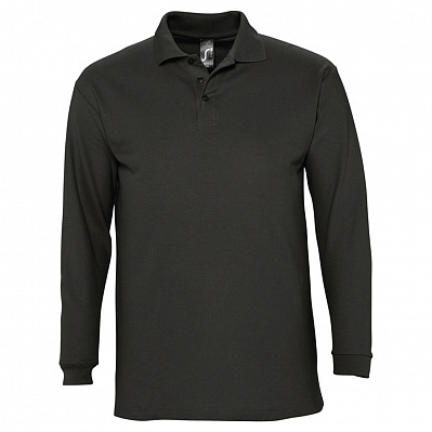 Рубашка поло мужская с длинным рукавом Winter II 210 черный меланж (Черный)