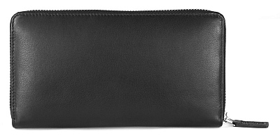Кошелёк BUGATTI Atlanta, на молнии, чёрный, натуральная воловья кожа, 19,5х2,5х10,5 см
