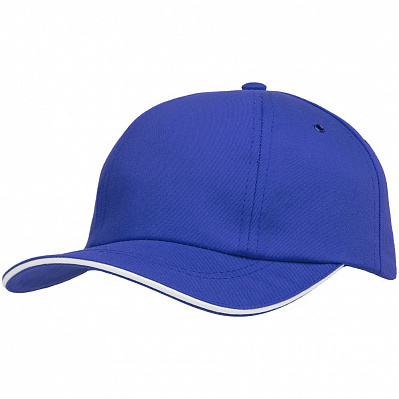 Бейсболка Bizbolka Canopy, ярко-синяя с белым кантом (Синий)