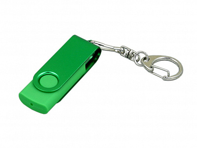 USB 3.0- флешка промо на 128 Гб с поворотным механизмом и однотонным металлическим клипом (Зеленый)