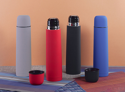 Термос "Родос", покрытие soft touch, 1 л., серый