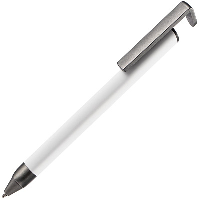 Ручка шариковая Standic с подставкой для телефона, белая (Белый)