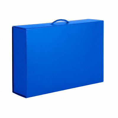 Коробка складная подарочная, 37x25x10cm, кашированный картон  (Синий)