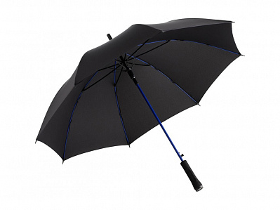 Зонт-трость Colorline с цветными спицами и куполом из переработанного пластика (Черный/синий)