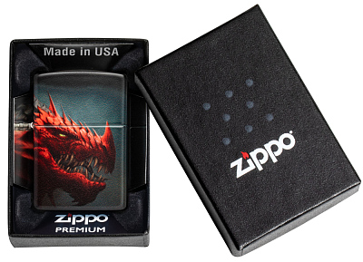 Зажигалка ZIPPO Dragon Design с покрытием 540 Matte, латунь/сталь, черная, 38x13x57 мм
