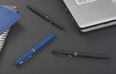 Ручка шариковая "Moon" покрытие soft touch, черный с золотом