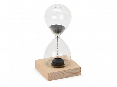 Песочные магнитные часы на деревянной подставке Infinity (Прозрачный, натуральный)