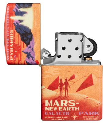 Зажигалка ZIPPO Mars Design с покрытием 540 Matte, латунь/сталь, красная, матовая, 38x13x57 мм