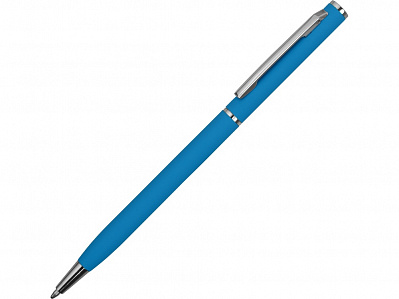 Ручка металлическая шариковая Атриум софт-тач (Голубой/серебристый)