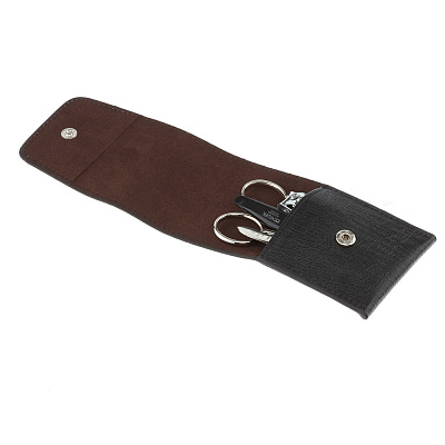 Мужской набор DEWAL для бороды, усов и ногтей серии "FOR MEN", 4пр. Футляр: натур.кожа, цвет черный (Черный)