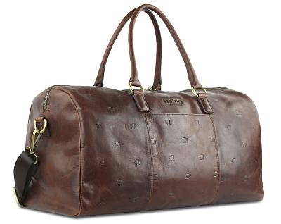 Сумка дорожная Mano "Don Leon", натуральная кожа в коричневом цвете, 50 х 27 х 24 см