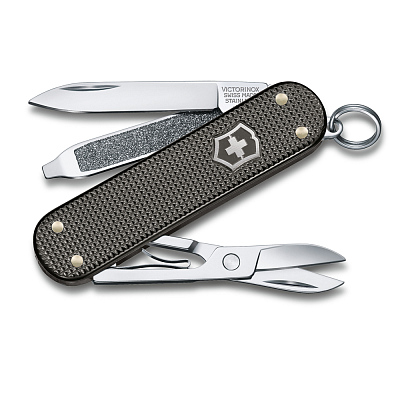 Нож-брелок VICTORINOX Classic Alox LE 2022, 58 мм, 5 функций, алюминиевая рукоять, серый