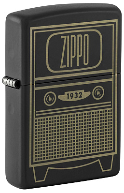 Зажигалка ZIPPO Vintage TV Design с покрытием Black Matte, латунь/сталь, черная, 38x13x57 мм (Черный)