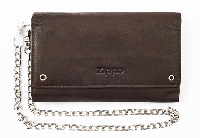 Бумажник байкера ZIPPO, цвет "мокко", натуральная кожа, 17x3,5x11 см (Коричневый)
