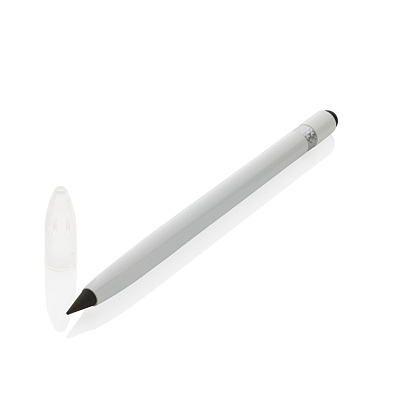 Алюминиевый вечный карандаш с ластиком и стилусом (Белый;)