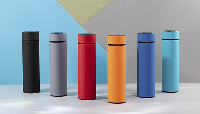 Термос "Бостон" с индикацией температуры, soft touch, 500 мл, бирюзовый