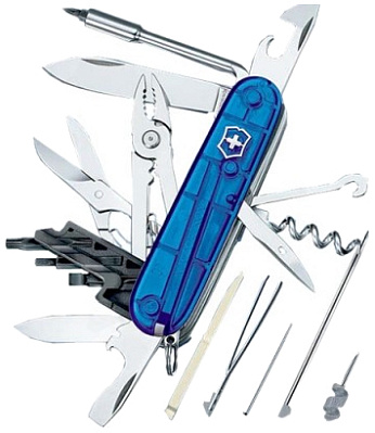 Нож перочинный VICTORINOX CyberTool M, 91 мм, 32 функции, полупрозрачный синий (Синий)