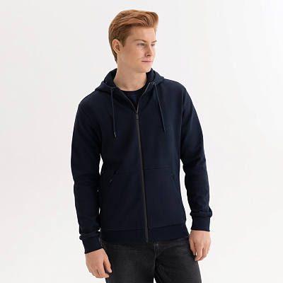 Толстовка на молнии с капюшоном MATEO темно-синяя,  размер XL (Синий)