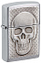 Зажигалка ZIPPO Skull Design с покрытием Brushed Chrome, латунь/сталь, серебристая, 38x13x57 мм - Фото 1