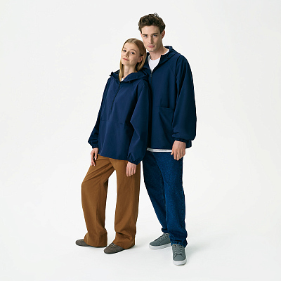 Ветровка (анорак) оверсайз унисекс Риссман (Rissman), темно-синяя