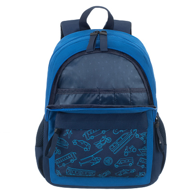 Рюкзак TORBER CLASS X Mini, синий с орнаментом, полиэстер 900D + Мешок для обуви в подарок!