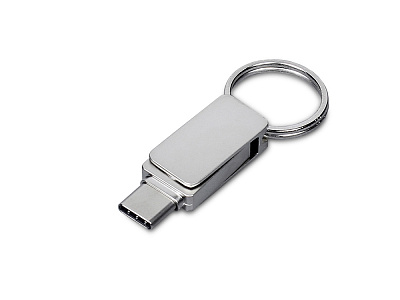 USB 2.0- флешка Mercury на 32 Гб с поворотным механизмом и дополнительным разъемом Type-C (Серебристый)