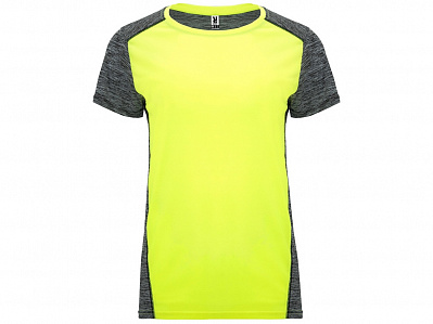 Спортивная футболка Zolder женская (Неоновый желтый/меланжевый черный)