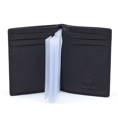 Визитница KLONDIKE Claim, натуральная кожа в черном цвете, 8 х 1,5 х 10,5 см