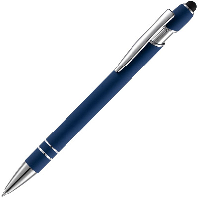 Ручка шариковая Pointer Soft Touch со стилусом, темно-синяя (Темно-синий)