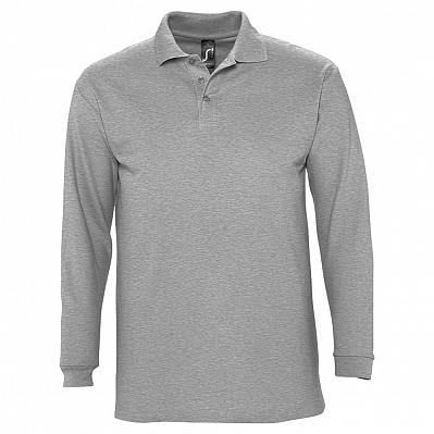 Рубашка поло мужская с длинным рукавом Winter II 210 серый меланж (Серый меланж)