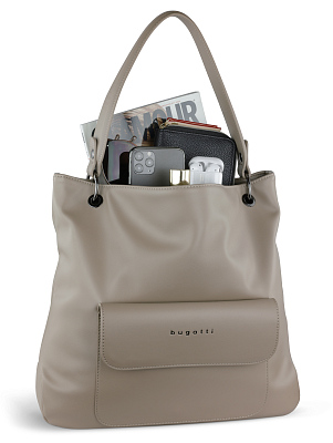 Сумка-хобо BUGATTI Almata, песочная, полиуретан, 41х11х32 см