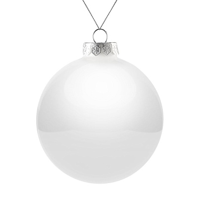 Елочный шар Finery Gloss, 10 см, глянцевый белый (Белый)