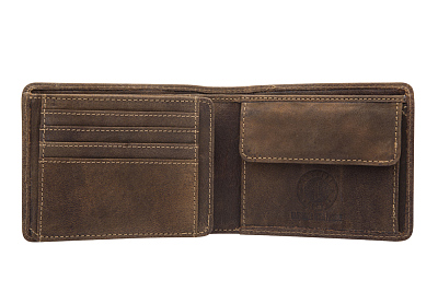 Бумажник KLONDIKE «Peter», натуральная кожа в темно-коричневом цвете, 12 х 9,5 см